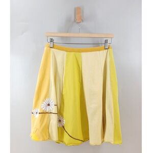 Sardine Clothing Co Skirt Womens Small Recycled Cotton Yellow Daisy Mini